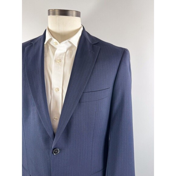 HUGO BOSS Mens Blazer Blue Pasolini Movie Pinstriped Comfort Fit Suit Jacket 38R - Picture 8 of 13